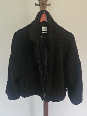 Urban Outfitters Womens Black Teddy Sherpa Zip-Up Jacket Size S